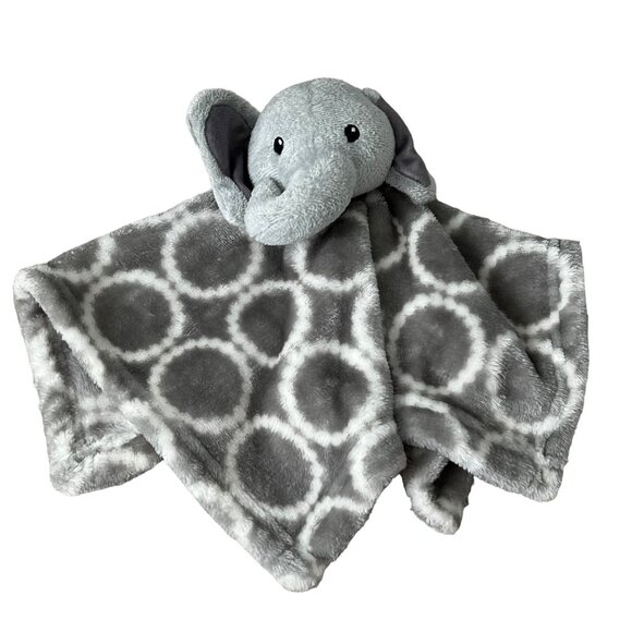 Gray Elephant Plush Baby Security Blanket 14"x14" Soft & Cozy Hudson Baby - Picture 1 of 3